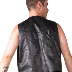 Gilet classique en cuir pour homme, noir, en similicuir, sans manches, vêtement de club fétiche - Product Image 4
