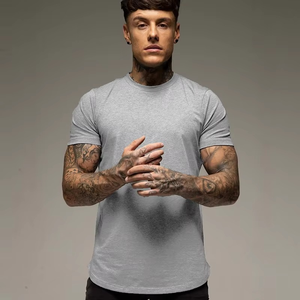 Camiseta de gimnasio de entrenamiento de verano liso para hombre, camiseta de manga corta de algodón, camisetas informales, ropa de calle con cuello redondo, ropa deportiva de moda - Product Image 2