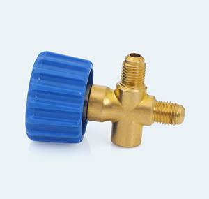 Válvula de Latón Azul de 1/4 de Pulgada, 7/16 -20 SAE 45 °   Manómetro de Refrigerante con Puerto BSP de 1/8 -28, 1100 PSI, Válvula de Medición, India - Product Image 5