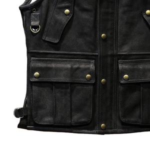 Vendedor superior de cuero para montar en moto a prueba de viento de alta calidad de la calle de los hombres chaleco y chaleco personalizado fabricante de Pakistán - Product Image 3
