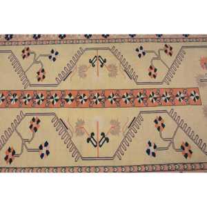 Alfombra Turca de 3.6x7.2 pies, Alfombra Vintage, Alfombra Oriental de Lana Amarilla y Azul - Product Image 5