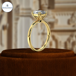 Bague de fiançailles et de mariage classique en or jaune 14 carats massif, taille Asscher 1,5 carat, certifiée IGI, 12 griffes, cadeau de fête - Product Image 1