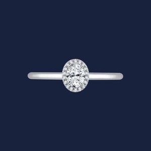 Bague ovale en or massif 14 carats avec diamant de laboratoire ovale taillé en forme de halo de cathédrale, 0,30 carat H+-SI, idéale pour les fiançailles - Product Image 2
