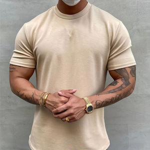 Camiseta de Manga Corta con Cuello Redondo para Hombre, Nueva Moda Otoño Invierno, 100% Algodón Premium, Color Sólido - Product Image 1