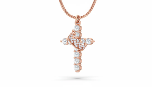 Pendentif croix en or diamanté étincelant, or 18 carats avec diamants naturels, bijoux fins minimalistes, cadeau pour femmes pour les fêtes - Product Image 3