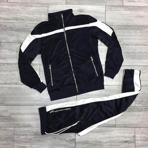 Vente en gros de vêtements de rue de haute qualité Survêtement avec logo personnalisé pour hommes Ensemble pantalon superposé avec veste à glissière - Product Image 3