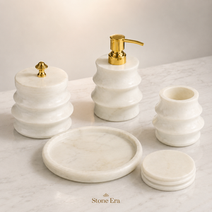 Wholesale White Marble Four-piece <b>Bathroom</b> Accessories <b>Set</b> with Eco-friendly Modern Luxury <b>Soap</b> <b>Dispenser</b> Toothbrush Holder Tray - Product Image 3