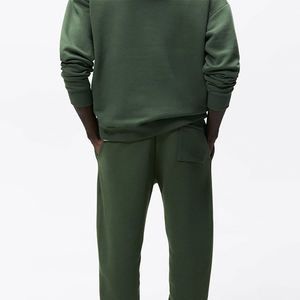 100% Cotton Men's Slim Tracksuit <b>Maternity</b> Eco-Friendly 2-Piece <b>Jogger</b> Set Winter Sweat Suit with Patchwork Design - Product Image 2