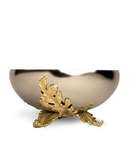 ชามผลไม้ทองเหลืองทรงกลมสีทองพร้อมที่ตั้งสำหรับวางบนโต๊ะ - Product Image 1