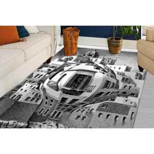 Alfombra con Ilusión Óptica Estilo Escher, Alfombra Arquitectónica Blanca y Negra, Alfombra Suave No Tejida - Product Image 5