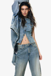 กางเกงยีนส์เอวสูงสำหรับผู้หญิงกางเกงยีนส์ทรงแบ็กกี้ไซส์ใหญ่พิเศษสีฟ้าแบบกำหนดเองใหม่ - Product Image 2