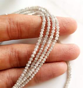 ลูกปัดเพชรเหลี่ยมเพชรพลอยสีขาวขนาด2ถึง3มม. ลูกปัดเพชรพลอยธรรมชาติสีขาว - Product Image 3