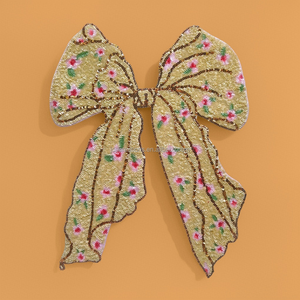 Fashion Gold Bow <b>Sequin</b> Patch for <b>Jackets</b>, Dresses and Bags - Product Image 1