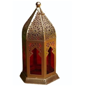 Faroles de Metal de Estilo Clásico con Acabado Dorado, Decoración de Metal de Alta Calidad, Centro de Mesa para Ramadán, Portavelas - Product Image 5
