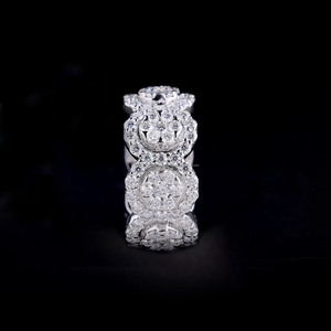 Mens & Womens Hip Hop Style Moissanite Diamond Cluster Halo Wedding Eternity Band 925 Sterling Silver <b>Iced</b> Out Anniversary Gifts - Product Image 6