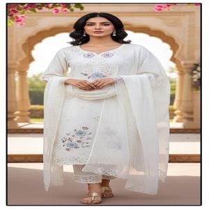 Traje Salwar de Estilo Moderno con Cristales Viscosos y Bordados, Calidad de Exportación India, Suministro de Fábrica al Por Mayor a la Tarifa Más Baja - Product Image 1