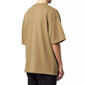 T-shirts col rond pour hommes surdimensionnés personnalisés en gros 100% coton tissu tricoté Streetwear uni épais et blanc à épaules tombantes - Product Image 5