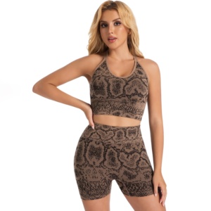 Nouvel ensemble de yoga pour femmes : soutien-gorge de sport et short de gym taille haute, tenue d'entraînement sans coutures, vêtements de fitness extensibles et respirants - Product Image 1