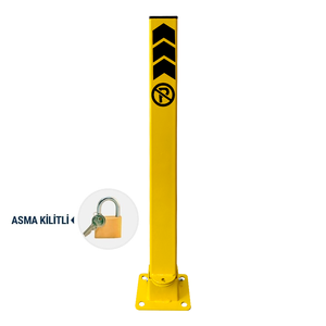 Barrera de Estacionamiento Plegable de Acero de 60 cm, Poste de Estacionamiento Bloqueable con Candado Incluido para Estacionamiento o Cochera - Product Image 1