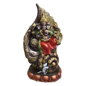 Statue de Ganesh Ji en polyrésine, modèle artisanal, peint à la main, décoration religieuse traditionnelle, Pooja, mariage, maison, fond indien - Product Image 1