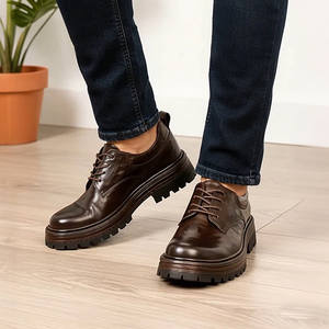 Chaussures décontractées légères avec semelle absorbant la transpiration et structure flexible, chaussures de tous les jours pour hommes, chaussures en cuir - Product Image 5
