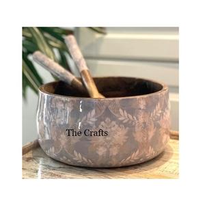 Cuenco de madera para sopa dulce con cucharas, forma redonda, tamaño personalizado, aperitivos, ensaladas, cuenco para servir al por mayor - Product Image 1