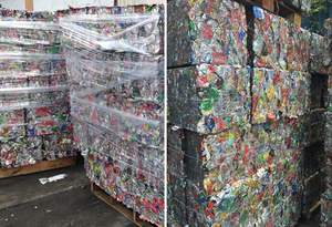 Bales de rebuts de canettes en aluminium compressées, enveloppées de plastique pour le recyclage - Product Image 4