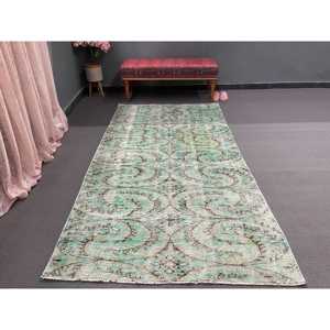 พรมตุรกีวินเทจ ขนาด 4.2x7.9 ฟุต (129x242 ซม.) สีเขียวลายนามธรรม - Product Image 5