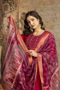 ชุดเสื้อผ้า3ชิ้นสำหรับผู้หญิงชุด Kurta กางเกงผ้าคอตตอนแท้ดีไซน์ใหม่ล่าสุดดีไซน์แบบ2025 - Product Image 2