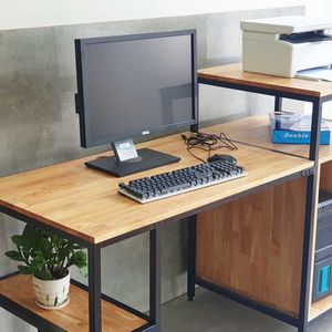 Bureau d'ordinateur avec étagère 160x60cm cadre en bois de caoutchouc pour bureaux à domicile et salles d'étude BLV031 - Product Image 5