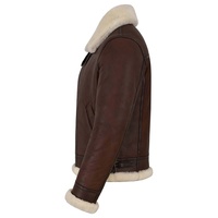 Veste d'aviateur en cuir marron pour homme, nouvelle veste en fausse fourrure blanche Style pilote Vintage