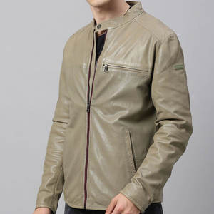 Hot Selling New Fashion Men's Winter <b>Jacket</b> Cow Skin Leather Stand Collar <b>Waterproof</b> Breathable Windproof <b>Thin</b> Thickness - Product Image 2