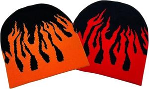 Fall <b>Winter</b> Beanie Knit <b>Hats</b> for <b>Men</b> & Women, Warm & Soft Stylish Cotton Flame Skull Caps - Product Image 2