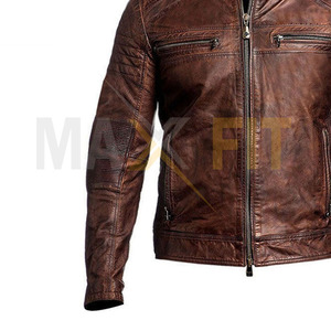 แจ็คเก็ตหนังลำลองสำหรับนักขี่จักรยานแฟชั่นสไตล์วินเทจของผู้ชาย2023ปกตั้งคอแกะสีน้ำตาลออกแบบได้ตามต้องการผ้าแคนวาสสำหรับฤดูหนาว - Product Image 5