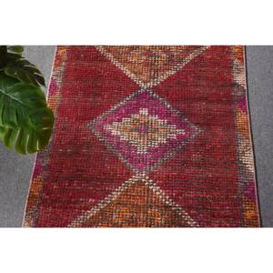 Alfombra de lana roja y naranja bohemia de área grande, 2,7x9,5 pies, estilo clásico turco, látex rectangular abstracto para uso en el pasillo, alfombra para habitación - Product Image 5