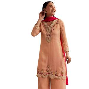 Fil de pêche Moti Kurta Palazzo Dupatta costume en gros pour femmes vêtements ethniques OEM usine fournisseur en vrac ensemble de mode personnalisé - Product Image 2