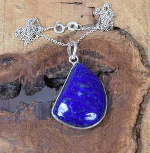 Collar con Colgante de Plata de Ley con Lapislázuli, Piedra de Nacimiento de Diciembre, Joyería de Piedras Preciosas Hecha a Mano para Mujer, Regalo - Product Image 3