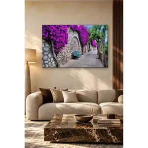 Impression sur toile Fida Purple Bougainvillea Stone Wall Street - Product Image 3