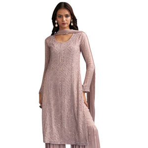 All'ingrosso rosa polverosa tuta Sharara con paillettes lavoro e Dupatta per festa di nozze abbigliamento festivo ricevimento e ordini etnici personalizzati - Product Image 3