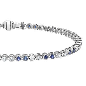 สร้อยข้อมือเทนนิสสีขาวทอง18K สำหรับผู้หญิงประดับเพชรทรงกลมและแซฟไฟร์หรูหรากำไลข้อมือสำหรับโอกาสพิเศษ - Product Image 3