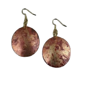Pendientes de aro europeos de moda en bronce cobre oscuro, elegantes, con brillo, de color antiguo, de doble tono y martillados. - Product Image 2