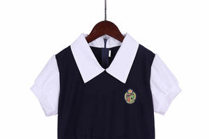 Wholesale Custom Logo Unisex Primary School Uniform Set Children Polo Shirt and Skirts Oxford Fabric School Wear - Product Image 3