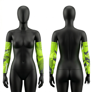 Manguitos de Baloncesto para Mujer, Premium, 220 GSM, Tela de Poliéster y Spandex, Transpirable, Elástica, Diseño Verde, Logotipo Personalizado por Sublimación - Product Image 4