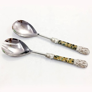Nuevo juego de cubiertos chapados en plata de acero inoxidable con mango plano pulido con espejo Juego de tenedor de cuchillo de cuchara increíble - Product Image 3