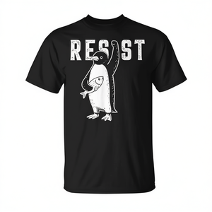 T-Shirt con Design Resistente al Tema 'Protesta dei Pinguini Contro le Tariffe' per Uso Promozionale - Product Image 2