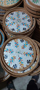 Bandeja de servicio con incrustaciones de ratán ecológica Bandeja decorativa hecha a mano - Product Image 6