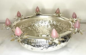 Luxury Embossed Serving <b>Bowl</b> for Kitchenware Hotel Restaurant Fruits Serving <b>Bowl</b> <b>Silver</b> Finished Round Shape Brass Serving <b>Bowl</b> - Product Image 3