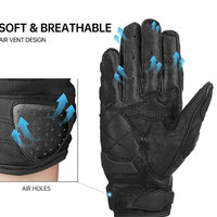 Gants de moto sportifs en cuir d'été FUSION DYNAMICS FD-4020 unisexes, à doigts complets, respirants, en maille légère, antidérapants