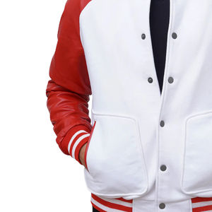 Veste universitaire d'hiver pour homme grande taille avec logo personnalisé du fabricant, en denim premium respirant et résistant au vent, avec détails en cuir - Product Image 5