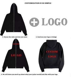 Vente en gros OEM nouveau design streetwear haut de gamme sweats à capuche avec logo personnalisé et fermeture à glissière complète et impression de lettres pour hommes sweat à capuche imprimé bouffant - Product Image 3